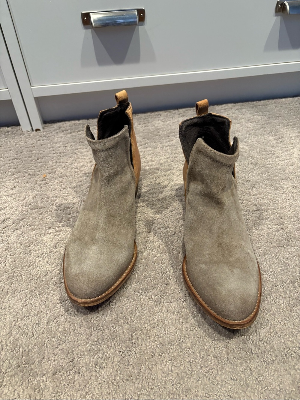 Women’s Suede Chelsea Ankle Boots in Taupe